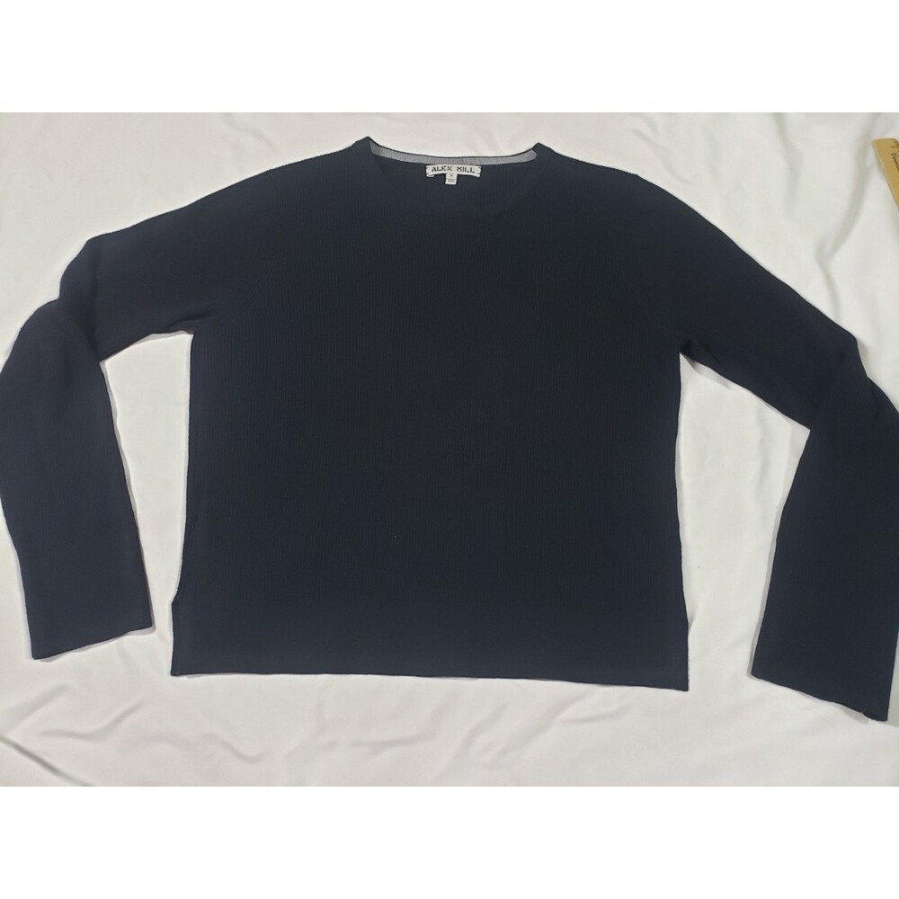 Alex Mill Women Sweater Small Black Round Neck Long Sleeve 100% Wool Jumper